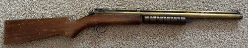 Vintage Benjamin Franklin Model 312 Brass Wood Rifle Pellet Gun .22 Caliber Read