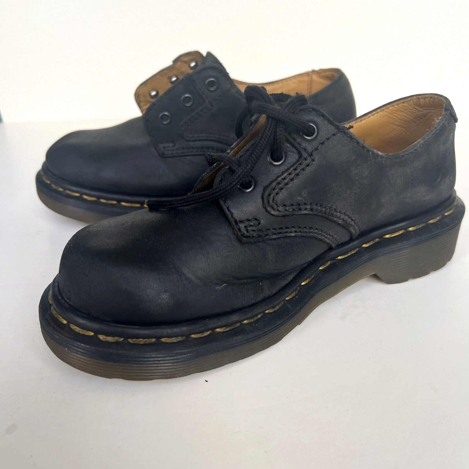 SAOLA Scarpe nere vintage made in England Dr Martens originali in pelle taglia US 2 UK 1