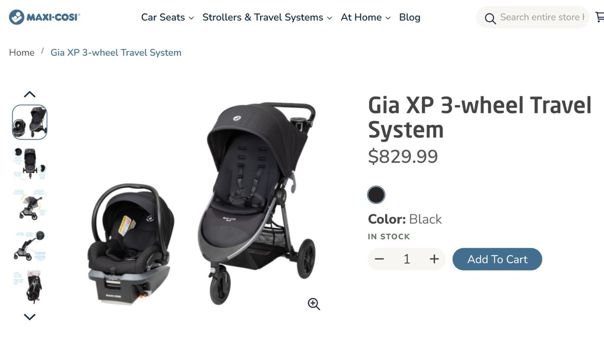 Maxi-Cosi Gia XP 3-Wheel Travel System, Midnight Black