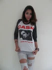 Johnny Cash Tour 1964 Music Festival Raglan T-Shirt White Graphic Tee Bunny