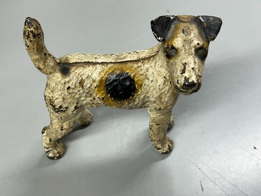 Antique Vintage HUBLEY #279 Wire Hair Fox Terrier Cast Iron Dog