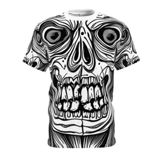 All Over Print Halloween Horror Art T Shirt Zombie Scary Creepy Goth Skulls Emo