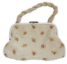 Vintage Lemured Style Mod Art Floral Beaded Reversible Purse Summer Garden Bag