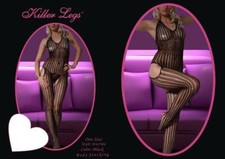 Killer Legs Fishnet Crotchless Bodystocking Full Body Vertical Stripes 818JT002