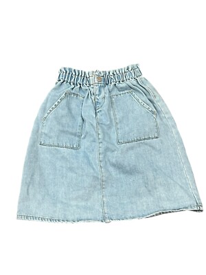 ZARA KIDS GIRLS LIGHT BLUE DENIM PAPERBAG SKIRT
