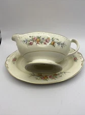 Vintage Homer Laughlin Countess Gravy Boat Under Plate / Relish Plate Circa 1941