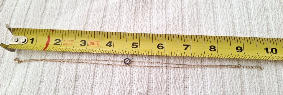 Anklet Gold Over 925 Sterling Silver With Blue/White Diamond Accent Piece - Image 3 of 4