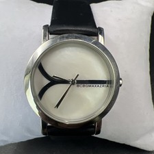 BCBGMAXAZRIA 8.5  Ladies Watch BG6246 with Black Leather Strap works, new batt 
