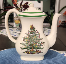 Spode Christmas Tree Coffee Pot w/ Lid 20 oz/5 Cup S3324-L England Ceramic 1987