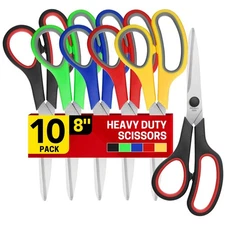 8-inch All-Purpose Scissors 10-Pack Comfort-Grip for Office School Craft
