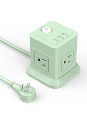 Cube Power Strip, 4 Widely Spaced Outlet with 3 USB (1 USB C) Flat Plug Power...