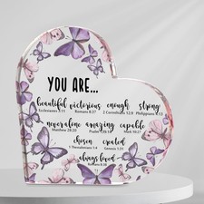 Christian Gifts for Women, Purple Desk Decor Inspirational Butterfly Heart Ac...