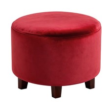 Round Footstool Slipcover, Foot Stool Protector Cover X-Large, Wine Red