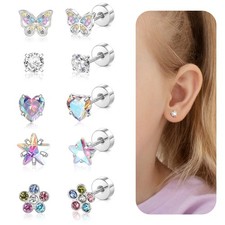 Hypoallergenic Earrings for Girls,Toddler Screw Back Small, Multicolor