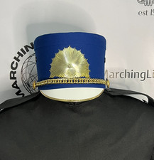 Blue, White and Gold Shako Marching Band Hat Size Large - Authentic