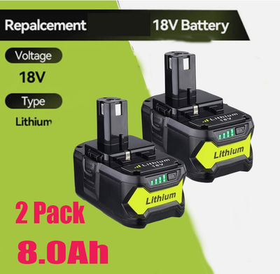 #ad 2 Pack For RYOBI P108 18V 8.0Ah One Plus High Capacity 18 Volt Lithium Battery $36.76
