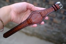 Genuine leather Watch Bund Strap Band Size 15 16 17 18 19 20 21 22 23 24 25 26mm