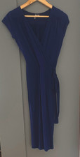 ASOS Blue Wrap Dress UK 8 V-Neck Short Sleeve Knee Length Tie Stretch