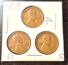 1918 P, D, S Lincoln Wheat Penny, Cent, Fine Condition