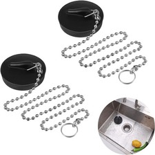 2 Pcs Drain Stopper Sink Plug, Universal Bath Plug with Stainless Steel Chain