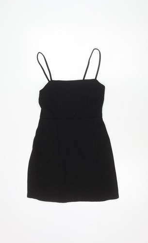 Bershka Damen schwarzes Schlupfkleid, Größe 8, kurze Länge
