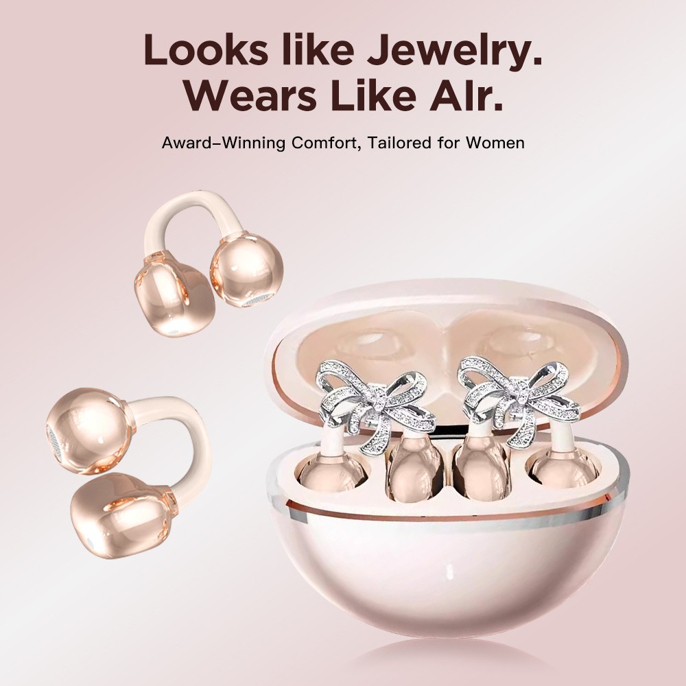 Clip-On Earbuds Jewelry Wireless 6.0 Comfortable Open Ear Headphones