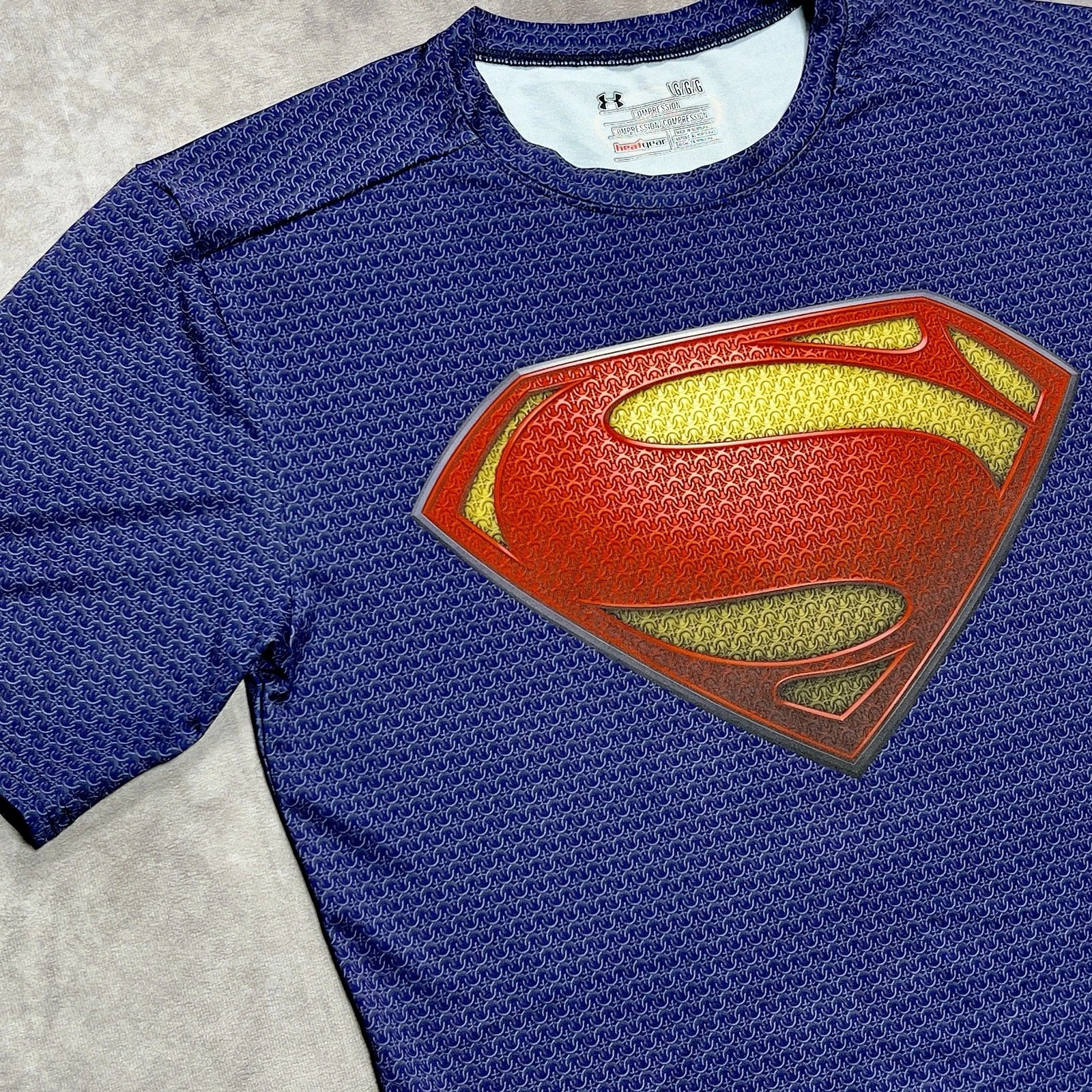 Under Armour Compression Shirt Mens Large Blue Superman Alter Ego Man Of Steel