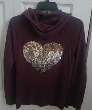 Y2K Victoria's Secret Ombre Sequin Heart Zip Up Hoodie Jacket Woman Size Medium