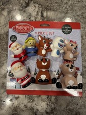 Rudolph the Rednosed Reindeer Bath Playset 5 pcs Finger Puppets/3 Squirters New