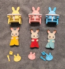 Sylvanian Families Calico Critters Chocolate Rabbit Triplets Care Set 