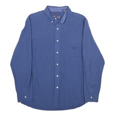 CHAPS Camicia Uomo Blu Quadri Taglia M Cotone Misto Bottoni Casual
