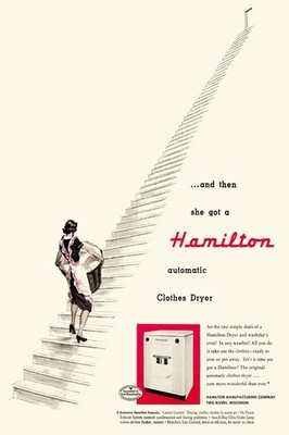   1950s Hamilton Clothes Dryer Poster - 24x36  - Retro Mid-century Modern