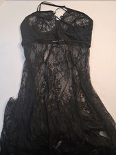 Coquette Black Lace Gown Babydoll Chemise Lingerie Sleepwear XL NWT