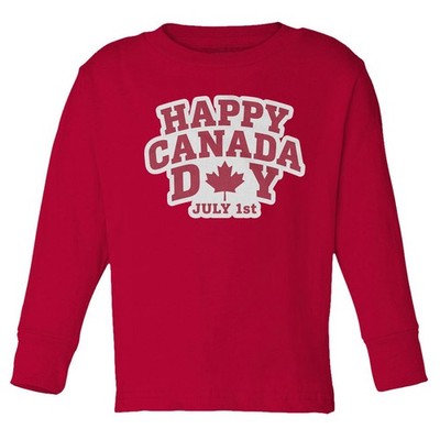 Happy Canada Day July 1 Patriotic Maple Leaf Toddler Long Sleeve TShirt