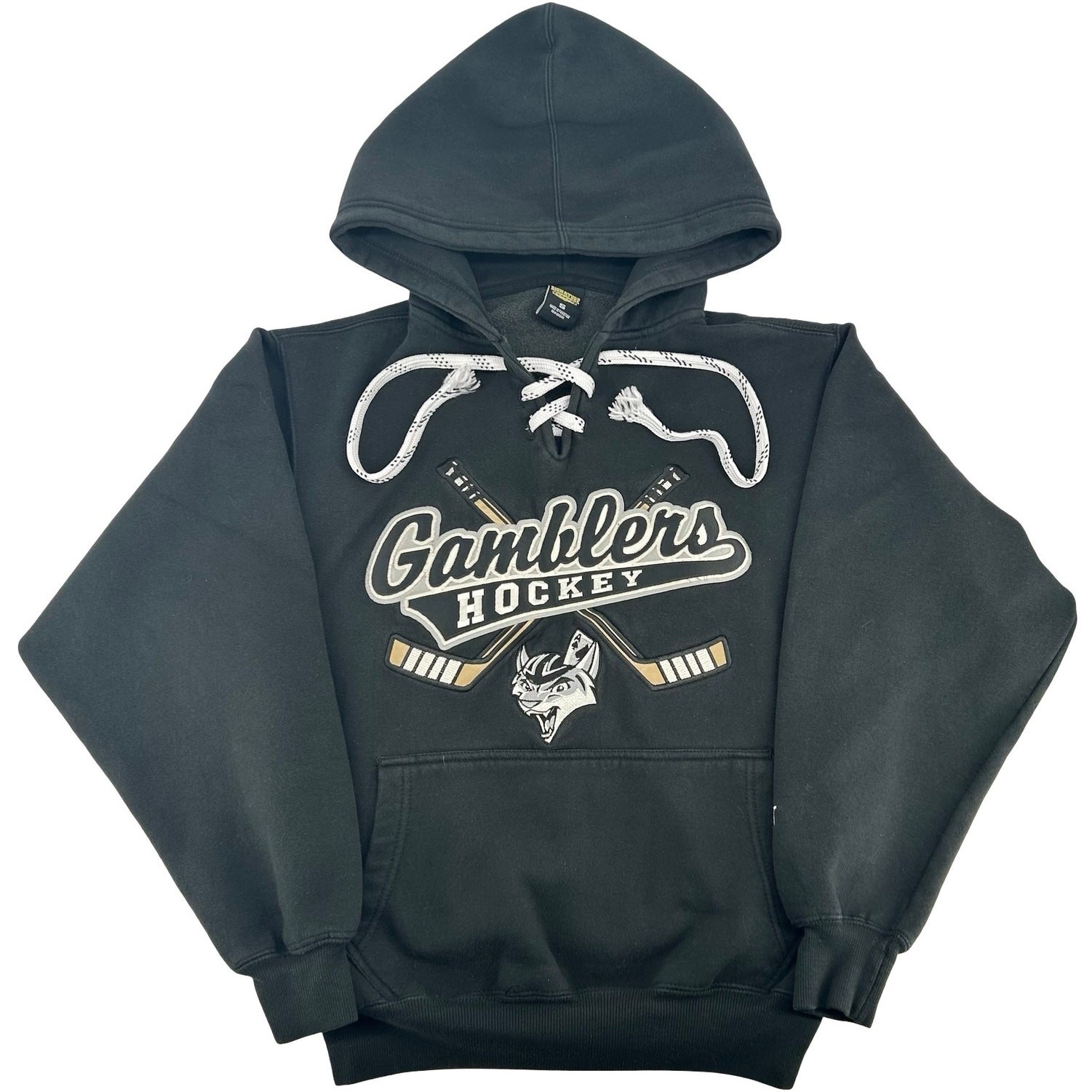 Vintage Men's Black Heavyweight Green Bay Gamblers Hockey Hoodie Sweatshirt Sz S