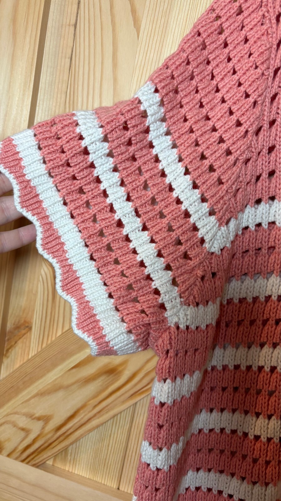 GAP Women's XXL Crochet Knit Pink and White Striped Pullover Sweater | eBay
