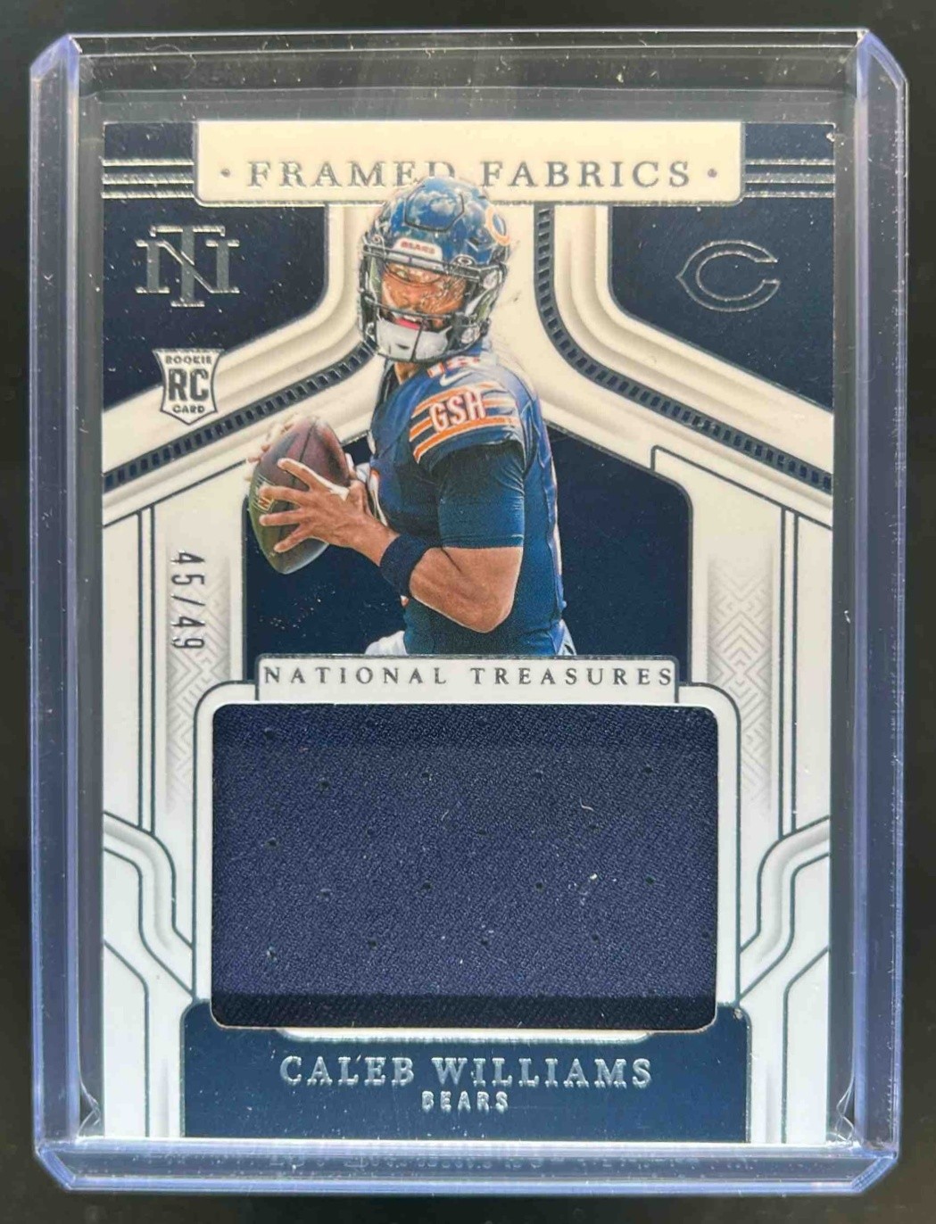 2024 National Treasures Caleb Williams Framed Fabric RC #45/49 Bears