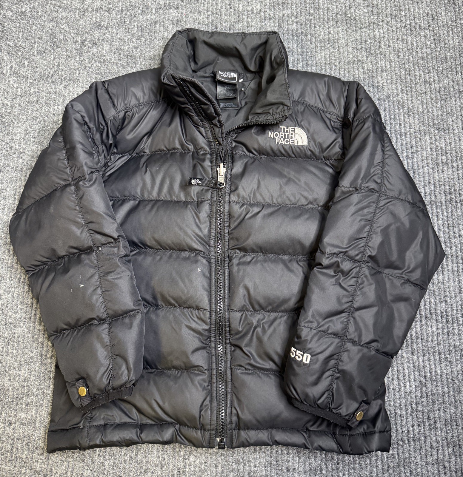 North Face 550 Down Puffer Jacket Boys Size Small 7/8 Black 