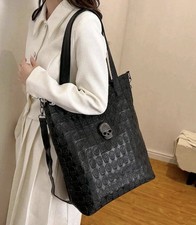 Black Gothic Skull Tote Bag Large Punk Rock Shoulder Bag Unisex Handbag