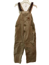 VTG 90s Carhartt Bib Overalls Brown Duck Double Knee Carpenter USA 38x30