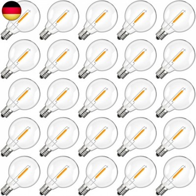 25 Stück E12 G40 LED Solar Ersatzbirnen, 2700 K Warmweiß, 1 W entspricht 5 W, D