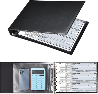 7 Ring Check Binder, 3-On-A-Page Business Checkbook Holder, 500 Checks Capacity