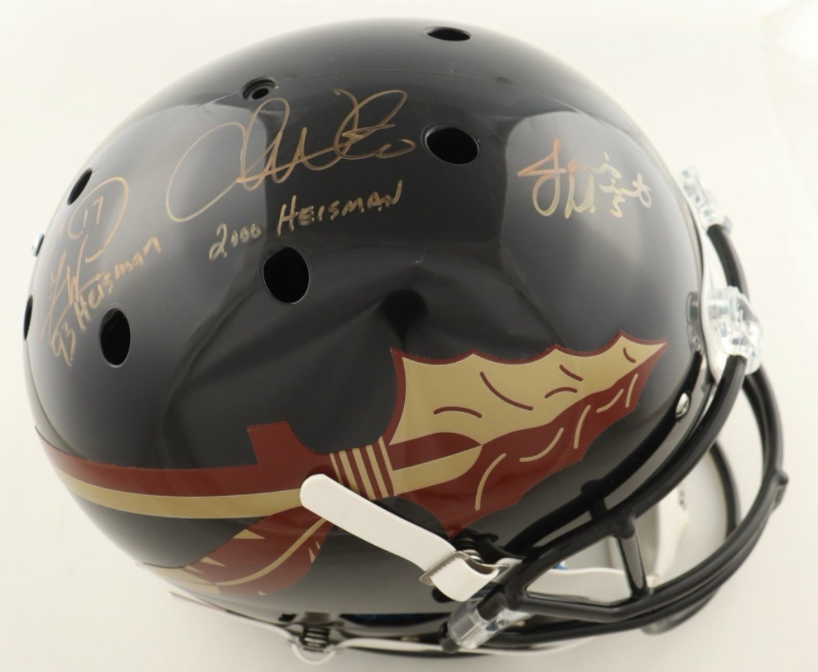 Charlie Ward Autographed Signed Florida State Seminoles , Chris Weinke & Jameis Winston FL Seminoles F/S Helmet (JSA) 