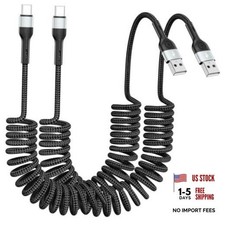 Coiled USB C Cable 2 Pack 3FT, USB A to USB C Car Charger Cable for 2black