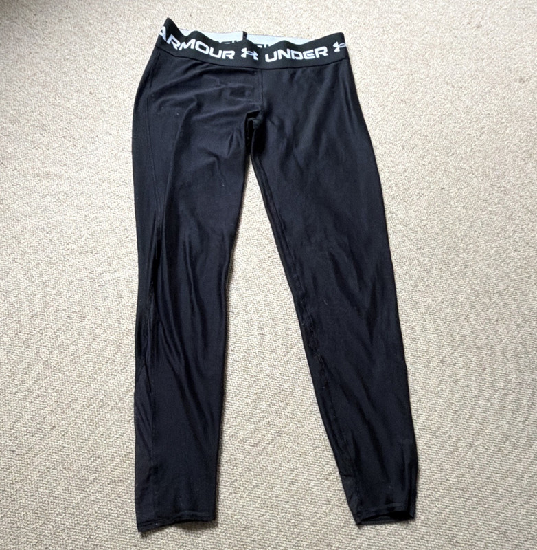 Under Armour HeatGear Girls Black Ankle Leggings Size L 