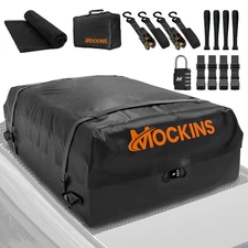 Mockins 25CF Waterproof Cargo Roof Bag with Mat, Door Hooks & Heavy Duty Straps