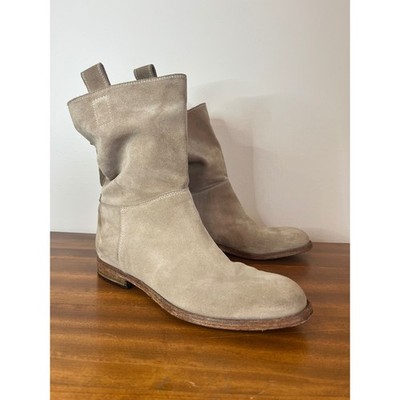 Alberto Fermani Women Tan Suede Slouch Moto Boots Size EU 37 Italy US 6.5/7