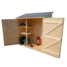 Casetta Armadio in Legno per Attrezzi Giardino Addossata con Ripiani Ripostiglio