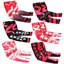 6 Pairs Breast Cancer Awareness Arm Sleeves Pink Ribbon Large Football