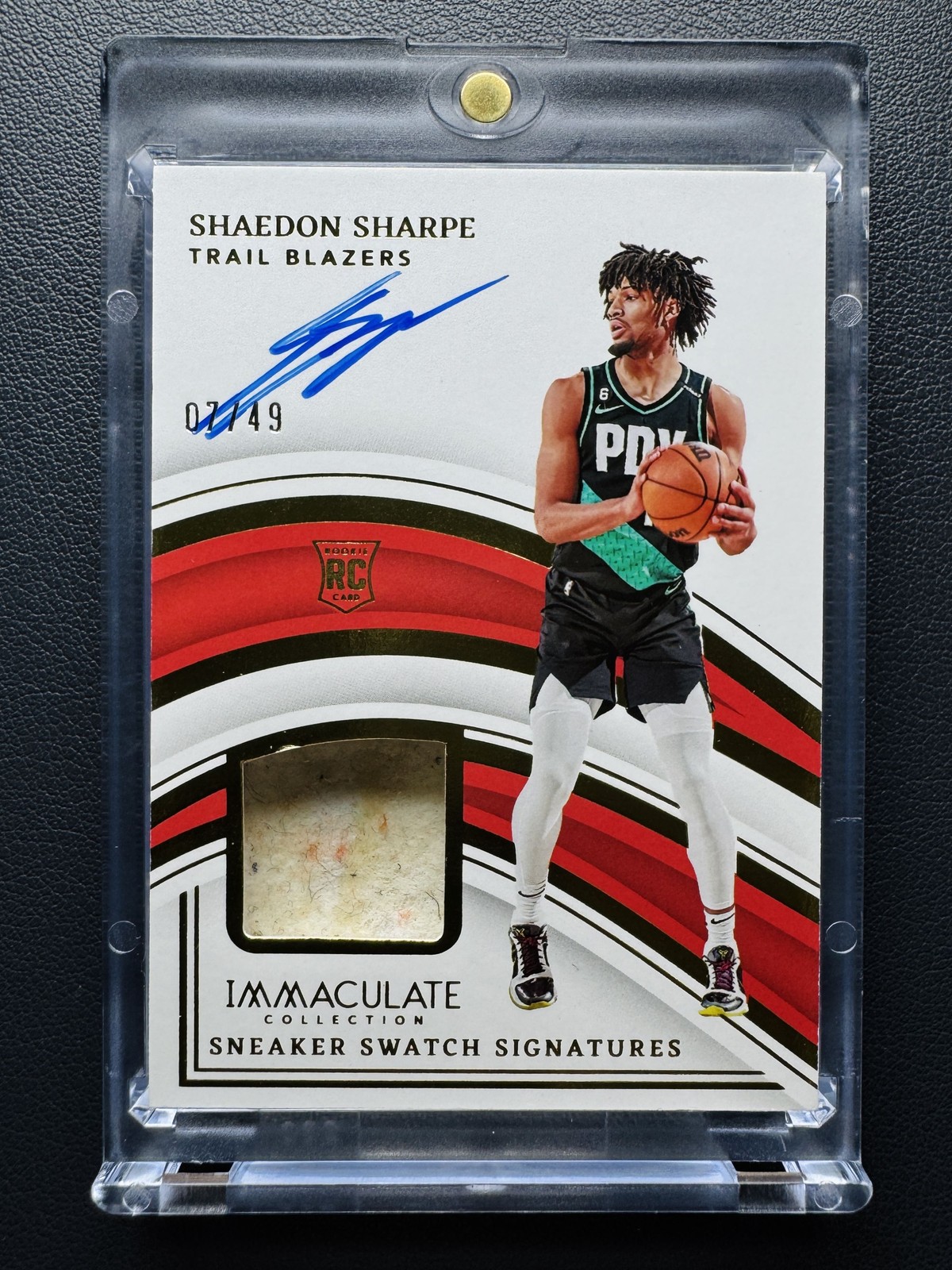 2022-23 Panini Immaculate Shaedon Sharpe RC Rookie Sneaker Swatch Patch Auto /49